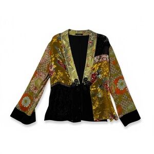 Vintage Y2K Spencer Alexis Silk Blend Boho Top Women’s M Oriental Frog Closure E